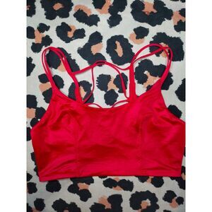 Victoria’s Secret Bombshell Sports Bra Min Support Wicking Wireless L Red Satin